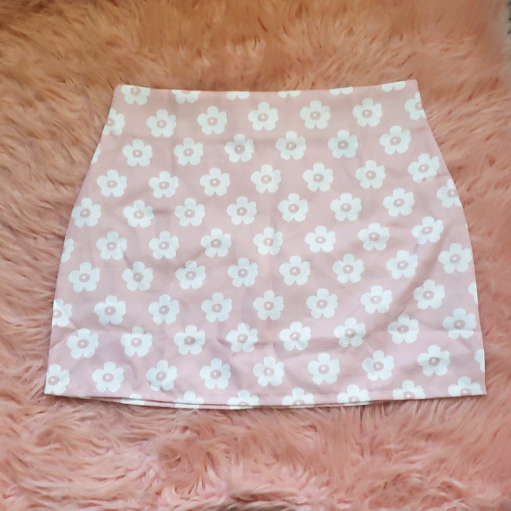 Pink Flower Mini Skirt